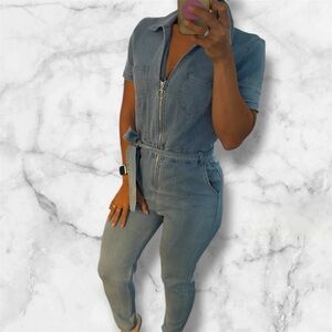 Haute Monde Light Blue Denim Overalls